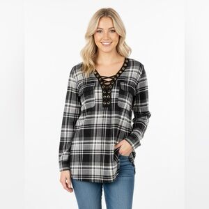 Active USA small black buffalo check plaid flannel